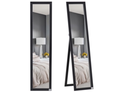 Espelho de Pé Mdf e Espelho de Cristal Cor Preto 37x37x154cm Homcom