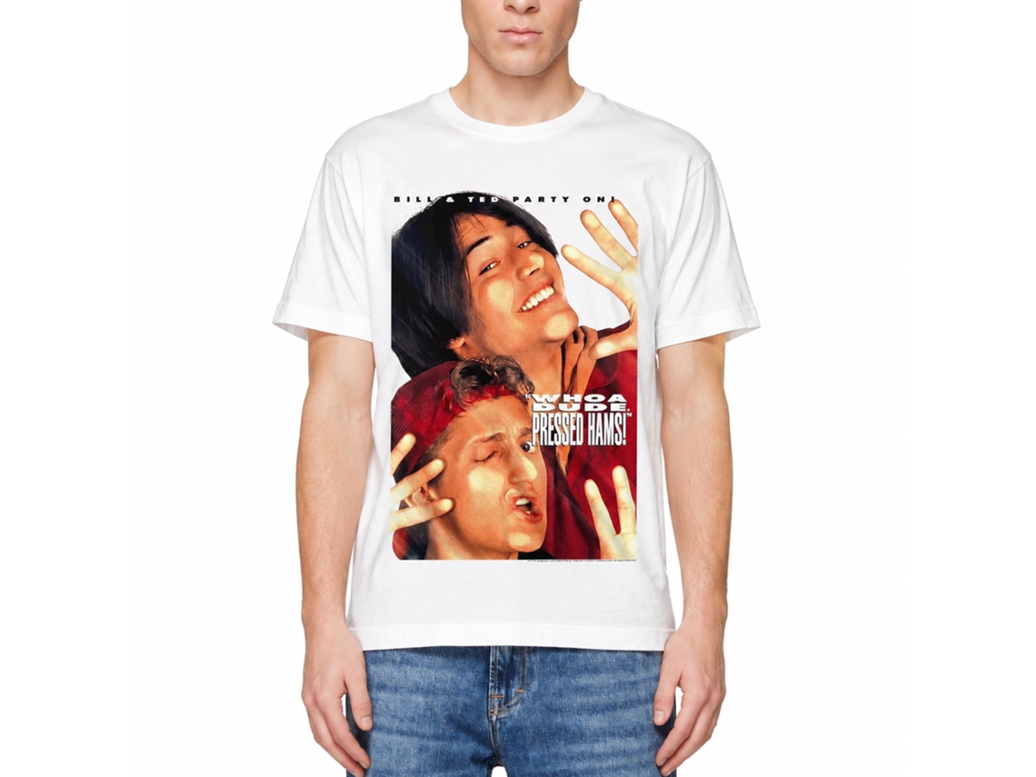 Rockinstone Bill And Ted Pressed Hams White Adult T-shirt Size:xxl