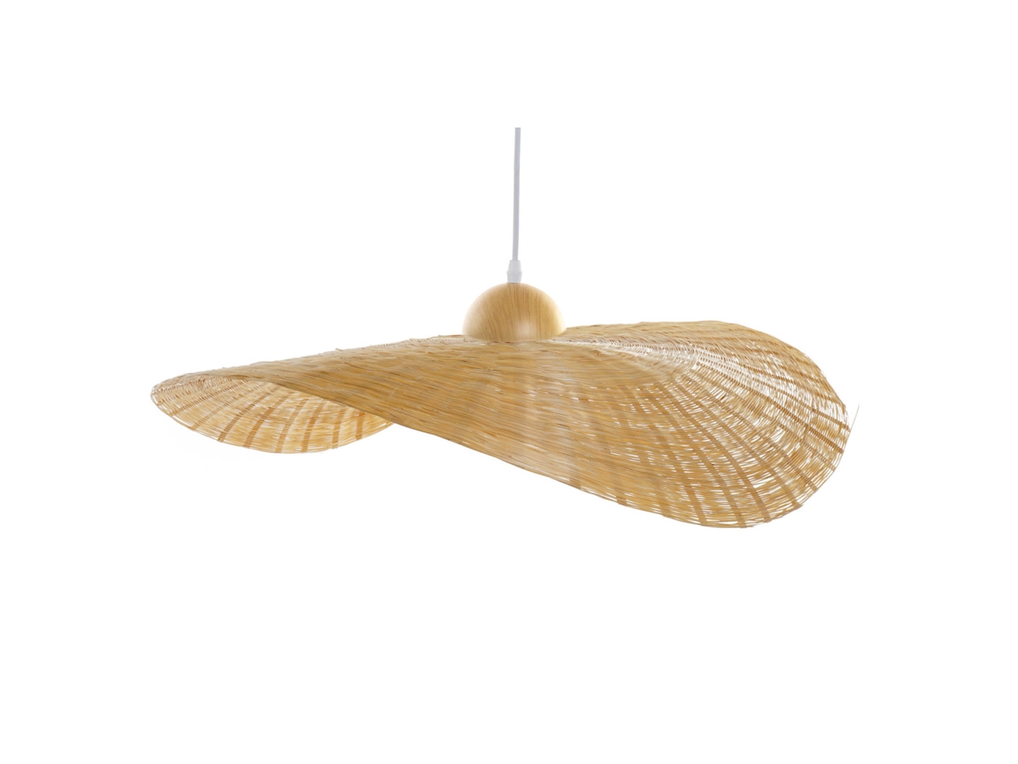 Luminária de Teto Pamela em Bambu Natural, 70x70x10cm ALEXANDRA HOUSE LIVING