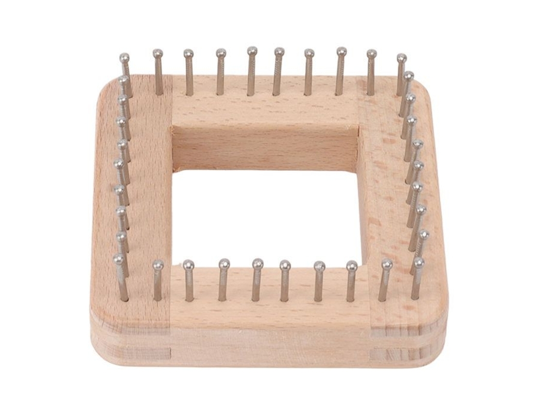 Mini Ferramenta Quadrada para Tricô com Agulhas de Crochê, Placa de Madeira para Tecer Tapetes, Faixas de Cabelo, Mantas e Meias, 10x10cm AQUAFORGE