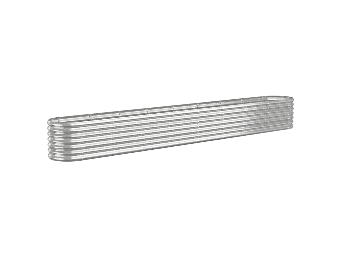 Vaso de jardim VIDAXL Prateado Aço (332x40x36cm)