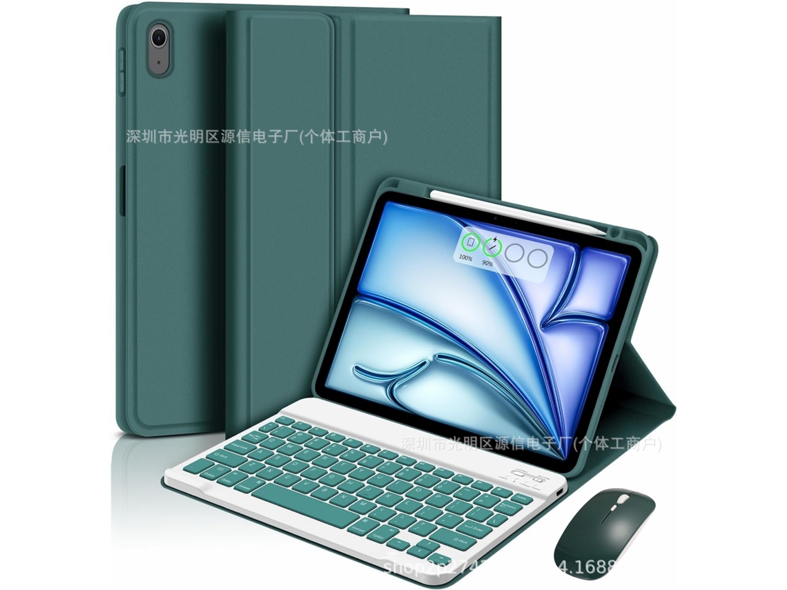 Capa Com Teclado Para Tablet Lurelia, Compatível Com I Pad Mini 7/mini 6 De 8,3", Verde, Teclado Bluetooth, Rato 2.4g