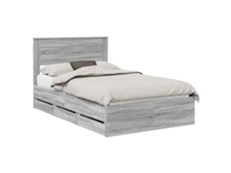 Estrutura de Cama com Gaveta Cinza Sonoma 120x190cm MAISON EXCLUSIVE