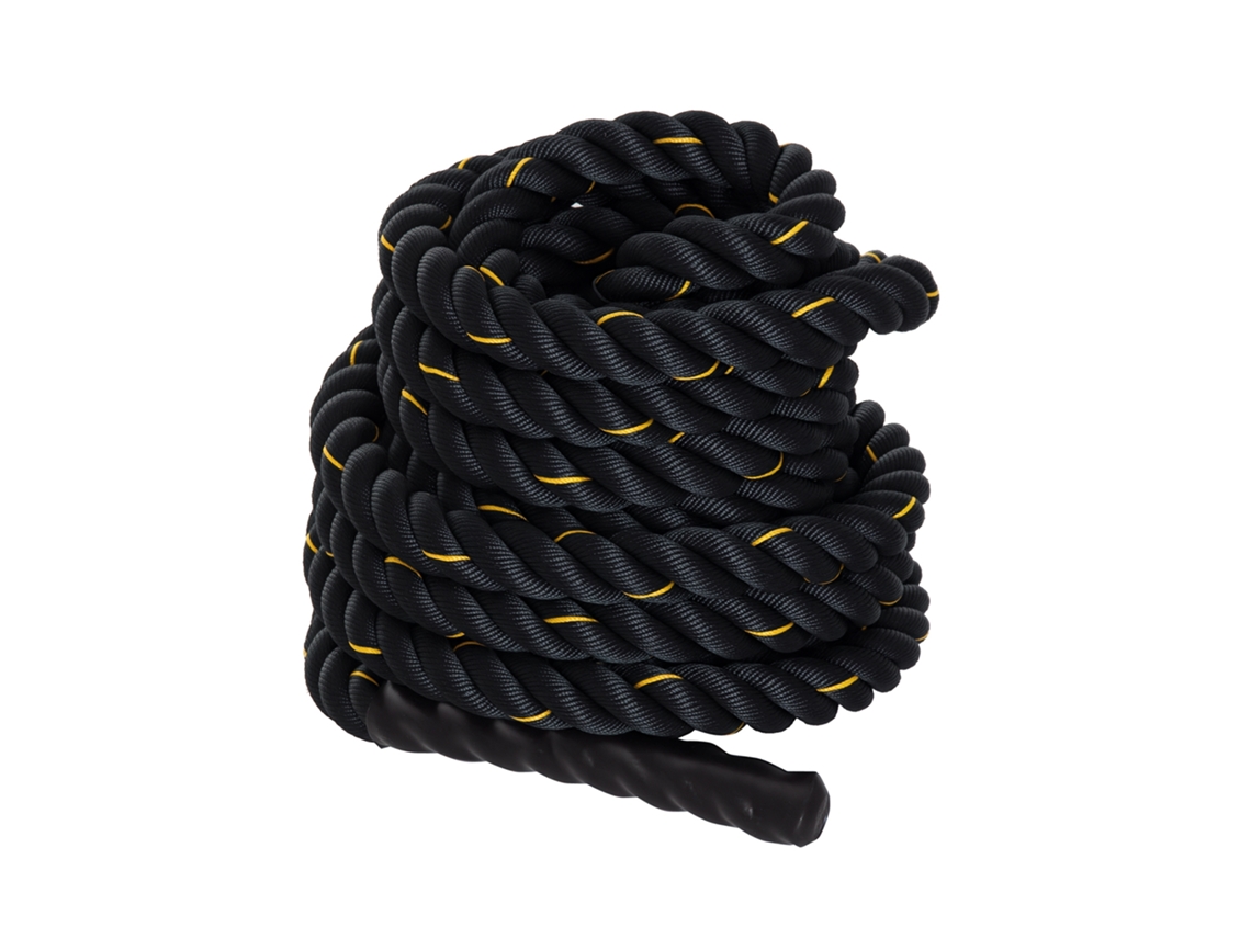 Corda Batalha Ø38mm, 9m, Treinamento/força/fitness/esporte, Poliéster Ultra Resistente, Preta