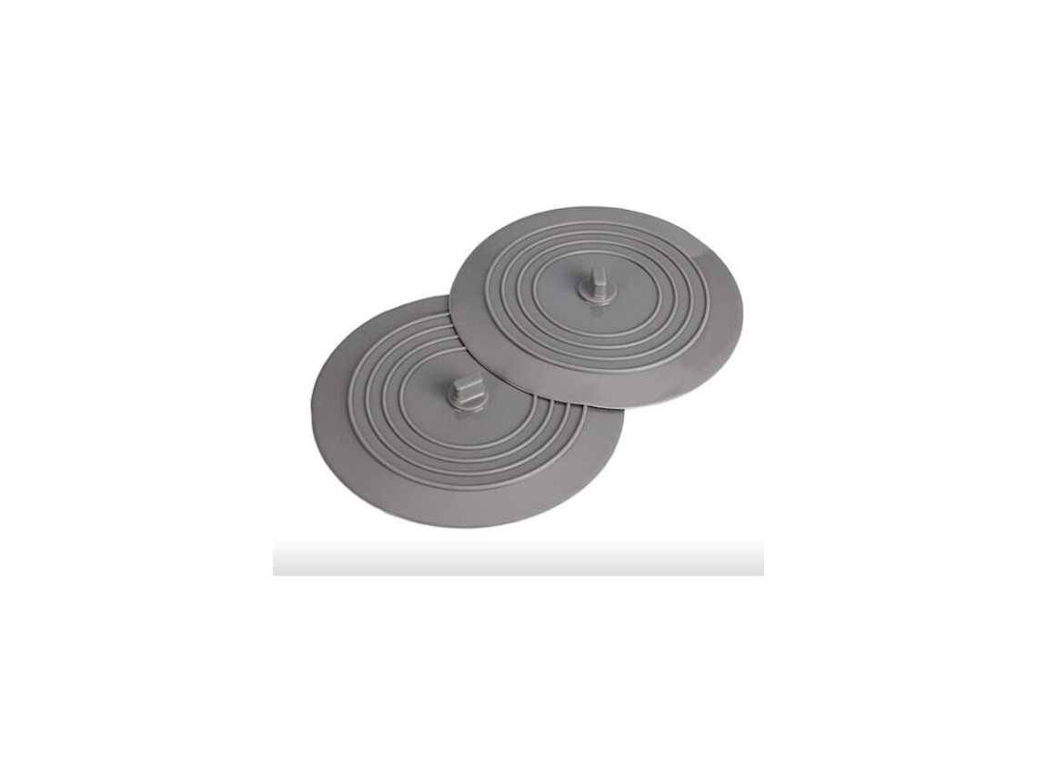 Conjunto de 2 Tampões de Silicone Redondos para Pia, Aprovados Pela Fda para Contato com Alimentos, com 15 Cm de Diâmetro, na Cor Cinza. AQUAFORGE