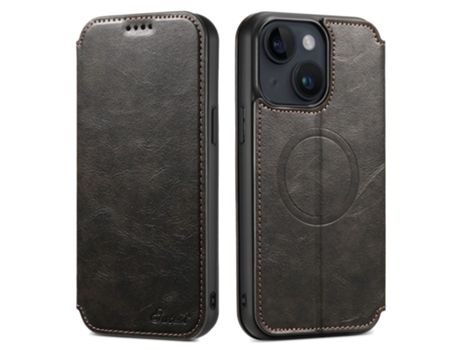 Capa Magsafe Para Iphone 14 Plus Suteni Pele Sintética Magnética Preto