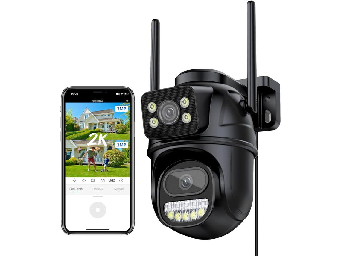 Câmera De Segurança Wifi Exterior 2k,câmera Ip Ptz Externa 6mp Com Duas Lentes,visão Noturna Colorida,armazenamento Em Sd/nuvem Btforus