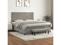 Vidaxl Cama Com Molas/colchão 180x200 Cm Veludo Cinzento-claro