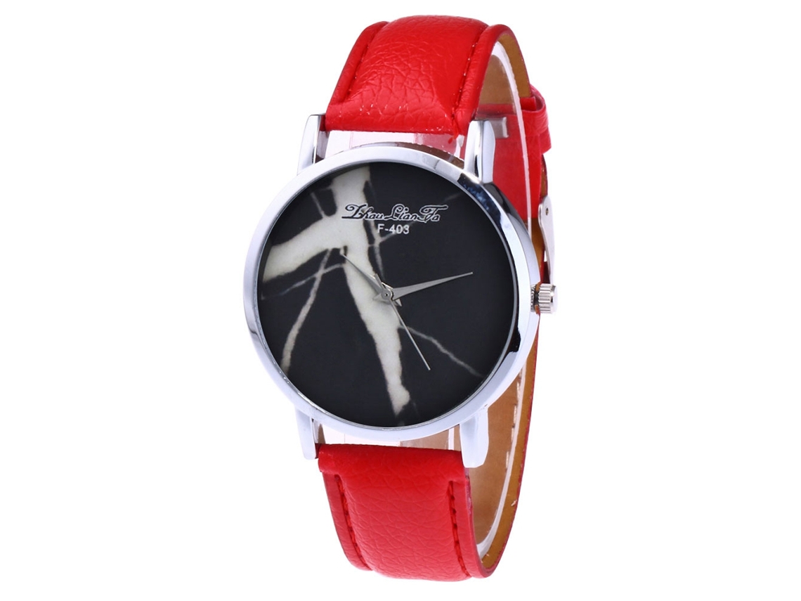 Relógio de quartzo com pulseira de couro PU, mostrador redondo moderno para homens e mulheres.