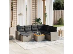 Vidaxl 8 Pcs Conjunto Sofás De Jardim C/ Almofadões Vime Pe Cinzento