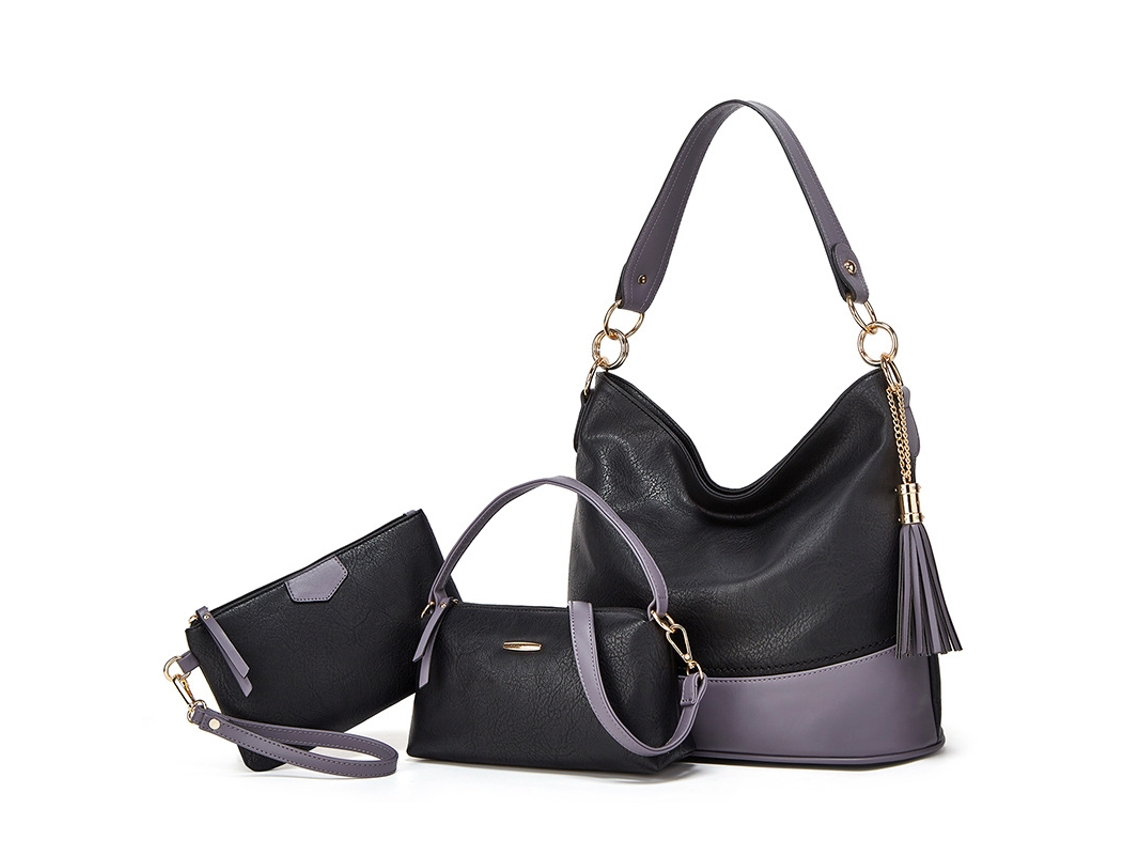Conjunto De Bolsa Feminina De 3 Peças, Bolsa Elegante, Presente Ideal Para O Dia Dos Namorados E Aniversários (preta) Cuich