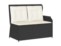 Conjunto 1 Banco De Jardim Vidaxl Preto Vime Pe (110 X 67 X 95 Cm)