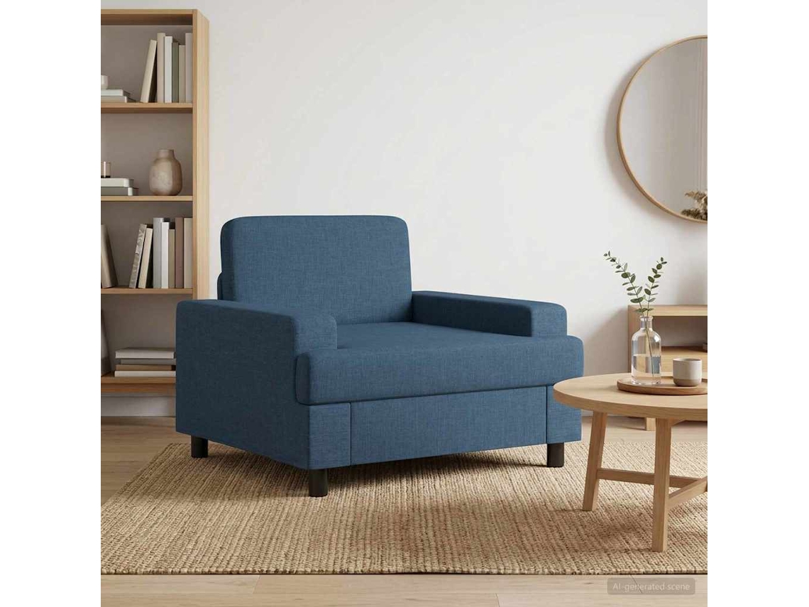 Vidaxl Poltrona Azul Tecido