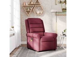 Vidaxl Poltrona De Massagens Reclinável Tecido Vermelho Tinto