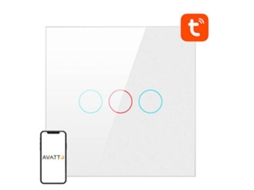 Interruptor De Luz Inteligente Zigbee Avatto Lzts02 Eu W3 3 Vias Sem Neutro Tuya Aquaforge (vit)