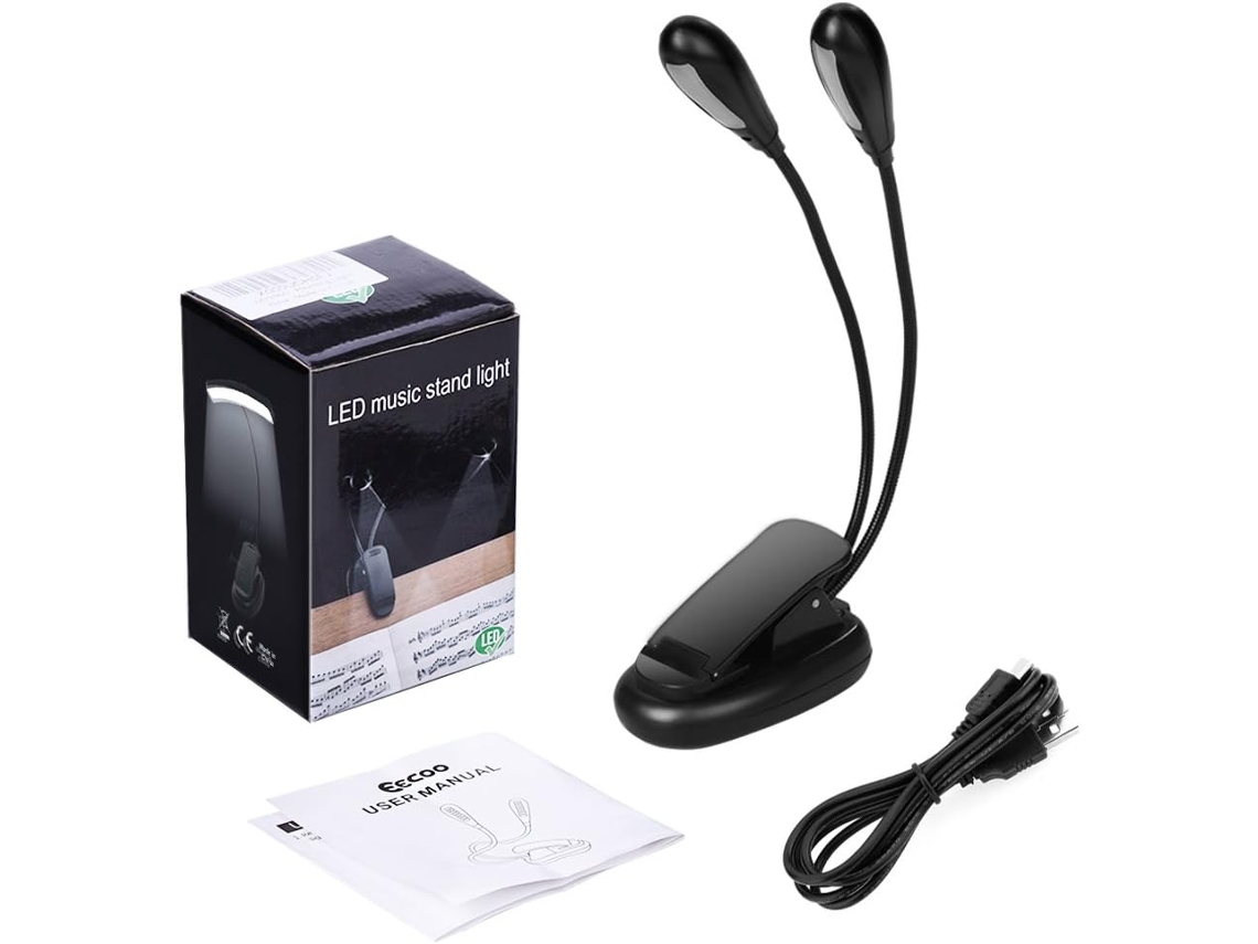 Luminária De Leitura 30, 5x 20, 3x 17, 8cm, 14 Leds, Recarregável Via Usb, Com Clipe Flexível