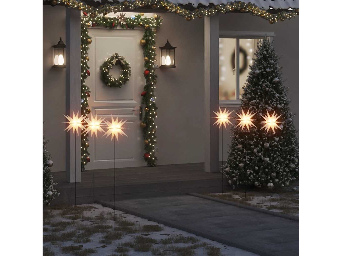 Vidaxl Luzes De Natal Com Espigões 3 Pcs Led Dobrável 35 Cm Branco