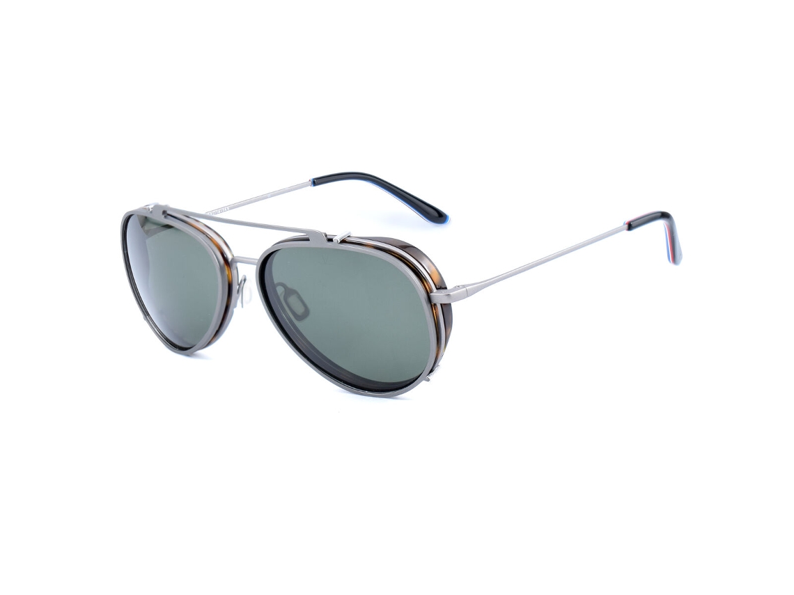 Armação de óculos de grau masculina Vuarnet VL18050003-Sunclip (cinza - aço inoxidável - 145 mm - Ø 54 mm)