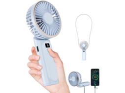 Ventilador Portátil De Mão Lalamoli, 4000mah, 6 Velocidades De Vento, Ventilador Pessoal Dobrável Recarregável Por Usb Brisa Azul