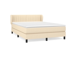 Cama com Molas/colchão 140x200 Cm Tecido Cor Creme MAISON EXCLUSIVE