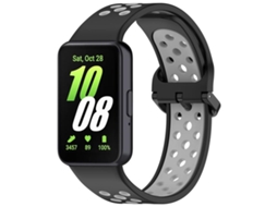 Bracelete para Samsung Galaxy Fit 3 Silicone Respirável Bicolor Preto e Cinza XIAOMOYU