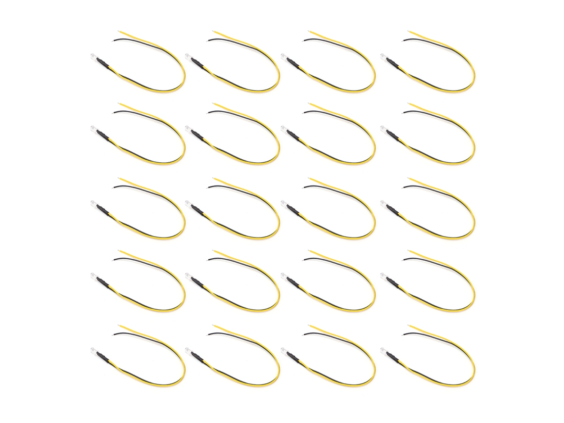 20 Peças de LED Pré-cabeados, 12v, 5mm, Branco, Amarelo