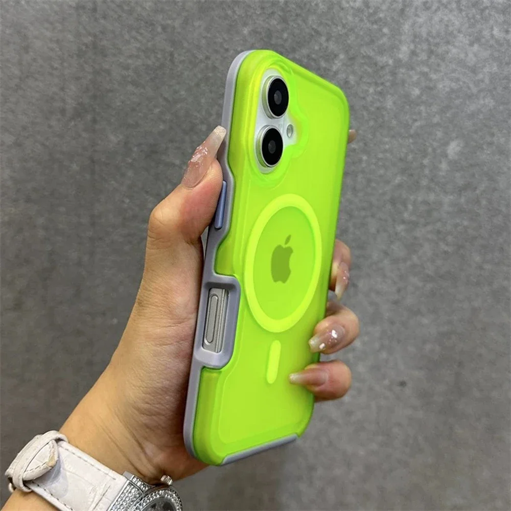 Capa Magnética Fosca Para Celular (verde 16 Pro), Capa Traseira À Prova De Choque