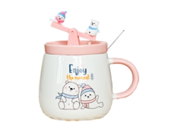 Caneca de Cerâmica de 350Ml com Tampa Caneca de Água Criativa para Escritório e Café Da Manhã NEVEANCE