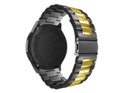 Bracelete Aço Inoxidável Adaptável Preto e Dourado para Garmin Forerunner 55