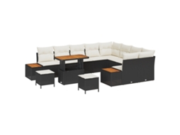 Conjunto 12 Conjunto De Sofá De Jardim Vidaxl Preto Vime Pe (90 X 55 X 71 Cm)