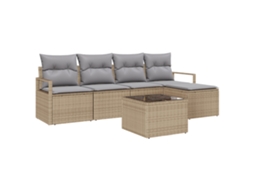 Conjunto 6 Conjunto De Jardim Ao Ar Livre Vidaxl Bege Vime Pe (230 X 117 X 85 Cm)