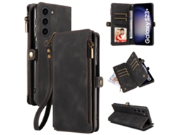 Capa Flip De Couro Com Zíper, Compatível Com Samsung.preto - S25 Edge
