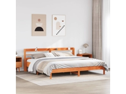 Cama Sem Colchão 200x200 Cm Pinho Maciço Castanho-mel
