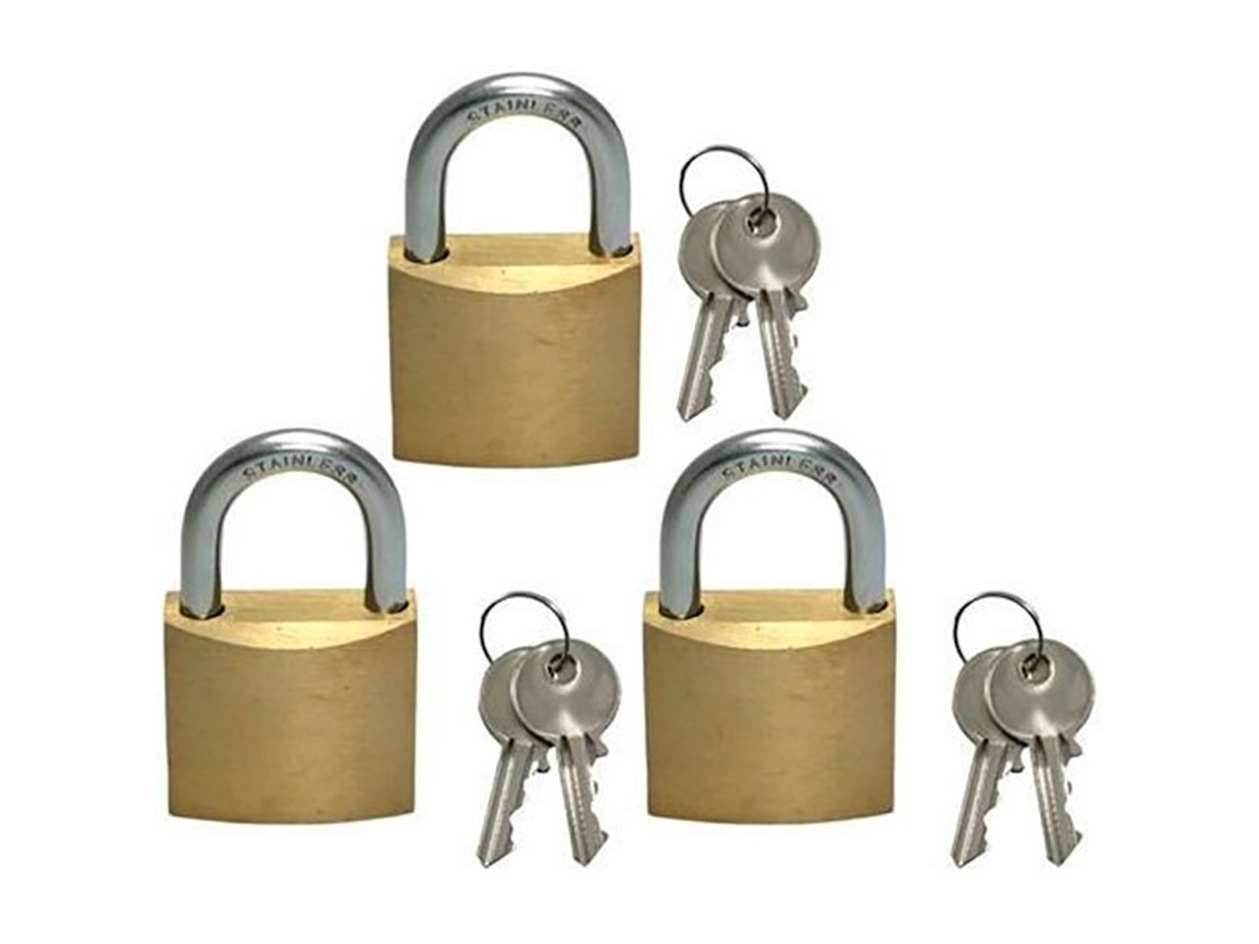 Cadeado Marinho 3 Unidades Dourado 40 Mmgoldenship