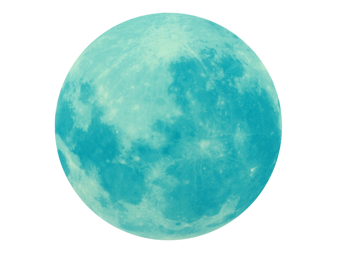 Adesivo Luminoso Lua 30cm Quarto Infantil Verde Ciano