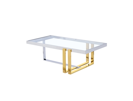Mesa de Centro ROMIMEX Dourado Prateado Aço inoxidável Vidro temperado 120 x 40 x 60 cm