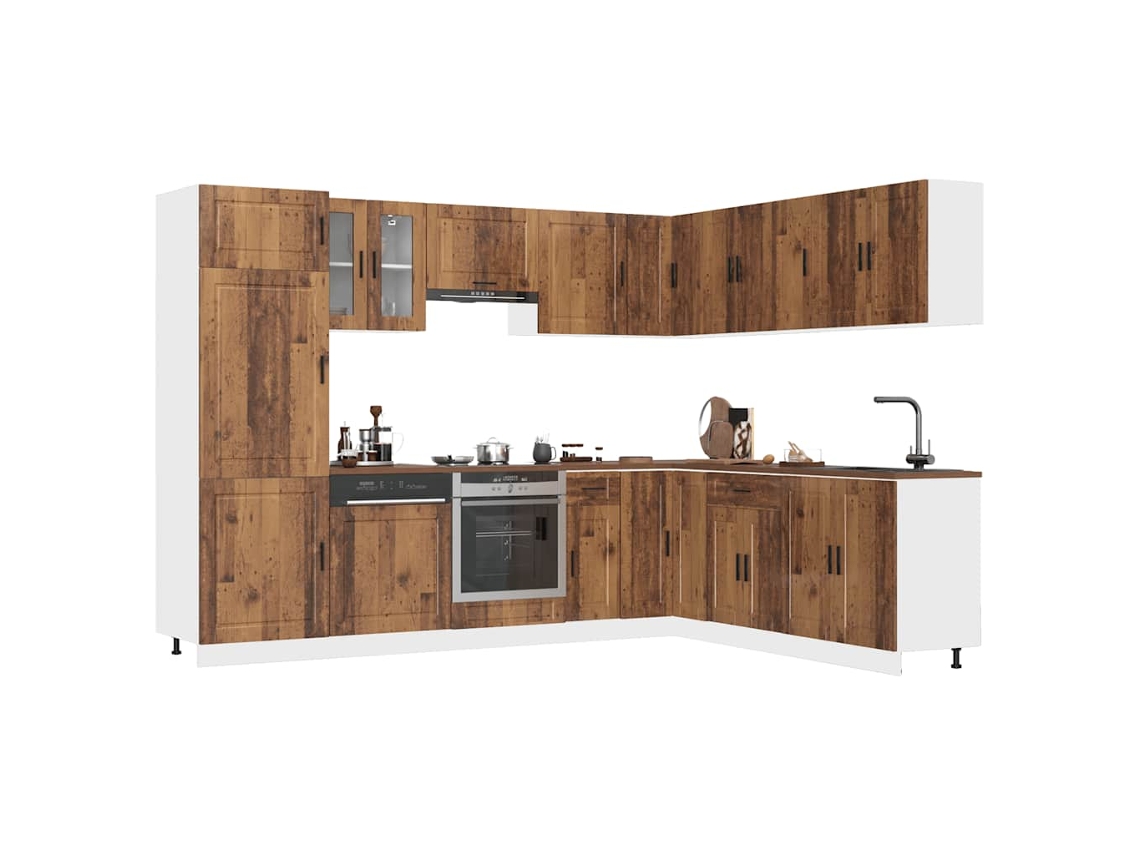 Vidaxl 14 Peças Armário De Cozinha Conjunto Porto Madeira Velha