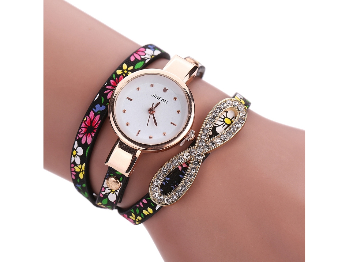Relógio de Pulso Feminino de Quartzo com Pulseira de Múltiplas Camadas e Strass 5