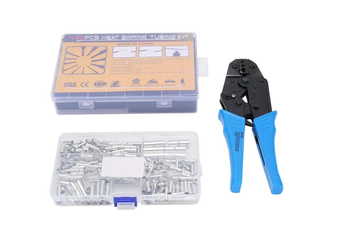 Laxiscreed Kit De Conectores De Emenda Não Isolados Com Tubo Termorretrátil E Alicate De Crimpagem