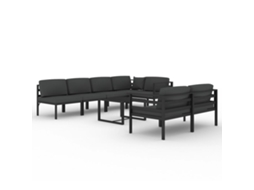 Conjunto 8 lounge jardim com almofadões VIDAXL alumínio antracite