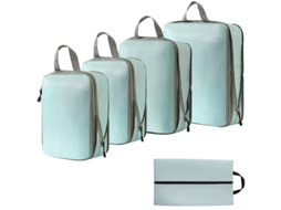 Conjunto de 5 Peças de Bolsas de Compressão para Armazenamento, Leves e Ideais para Viagem, na Cor Verde AQUAFORGE