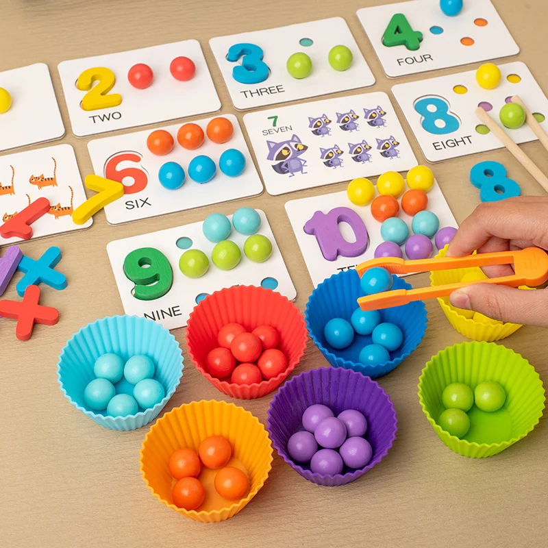 Arco-íris madeira beadclip jogo classificação de núcleos bebê montessori educação aprendizagem matemática brinquedos ação habilidade fina
