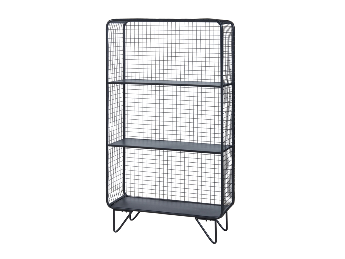 Estante de Chão Volda 3 Prateleiras com Grelha Metálica 90X50X19Cm Preto [EN.CASA]