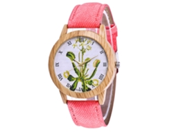 Relógio de Pareja Casual de Quartzo com Pulseira de Denim Cor Rosa Zhoulianfa
