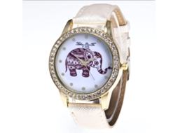 Relógio de Pulseira de Quartzo com Pulseira Pu, Mostrador Redondo, Estilo Moderno e Elegante (branco)