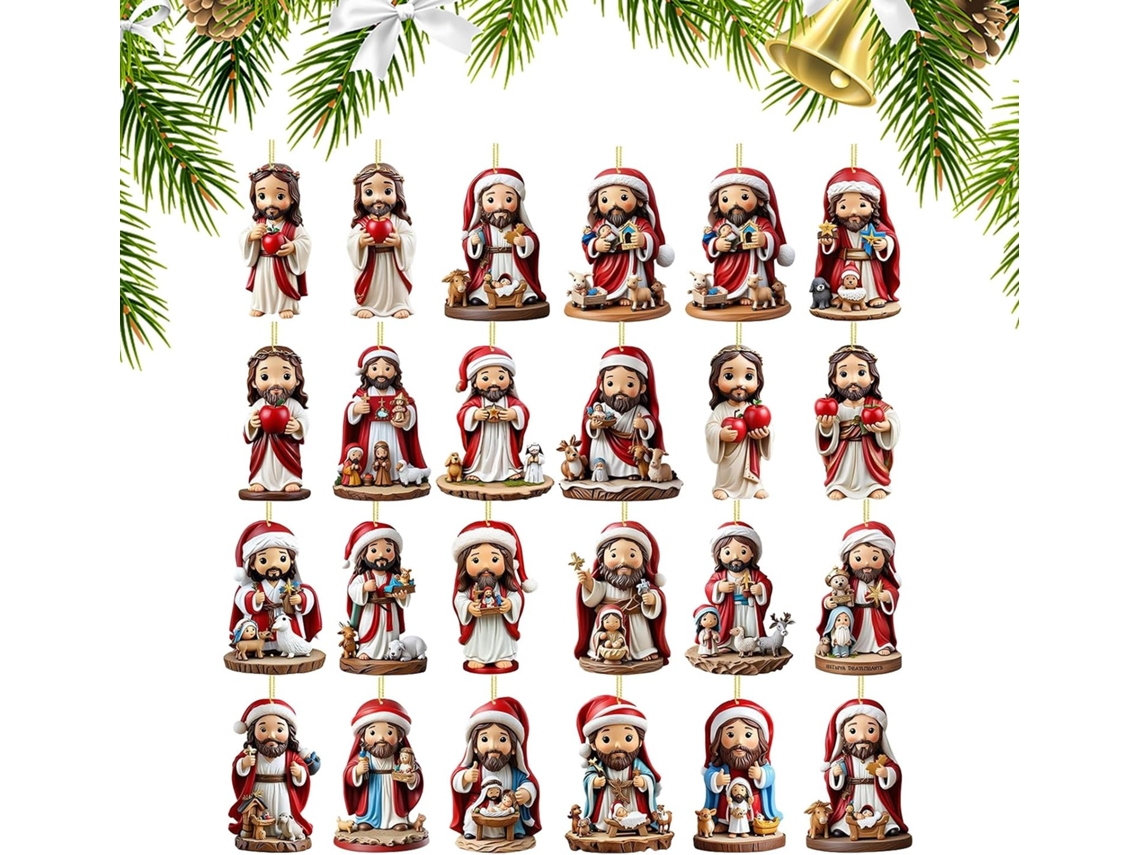 Pingente Calendário Do Advento Com Tema Festivo De Jesus - 24 Dias |