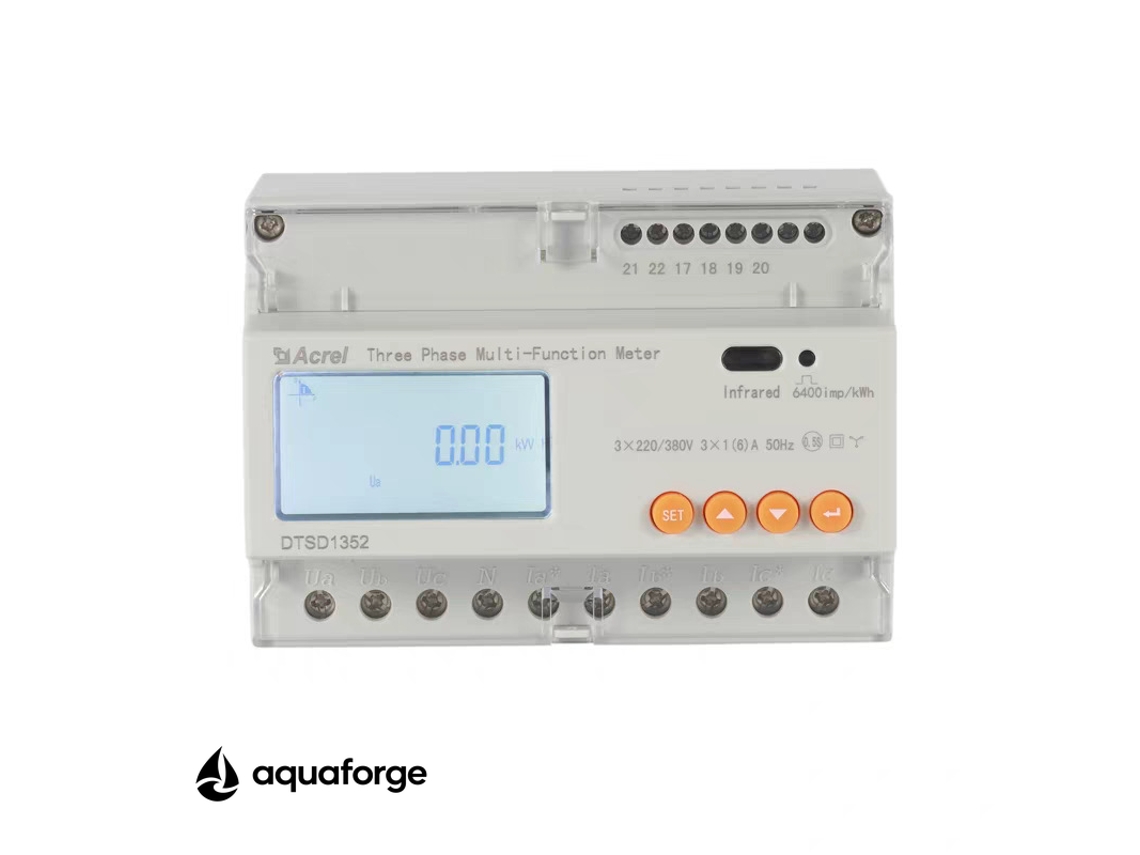 Medidor Elétrico Multifuncional Aquaforge Dtsd1352 Com Ecrã Lcd E Medição De Potência Para Quadro Elétrico