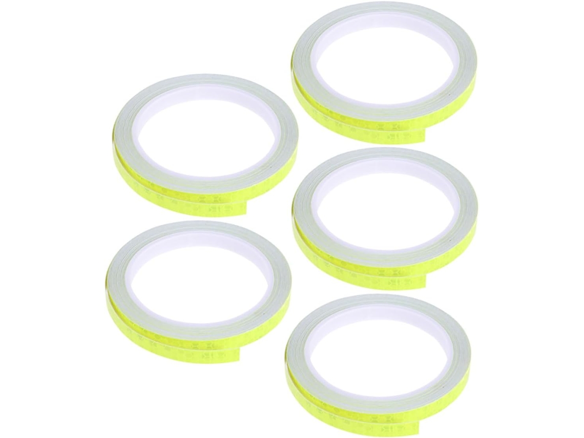 Conjunto De 5 Fitas Refletoras Para Rodas De Bicicleta, Adesivos De Segurança Amarelos.