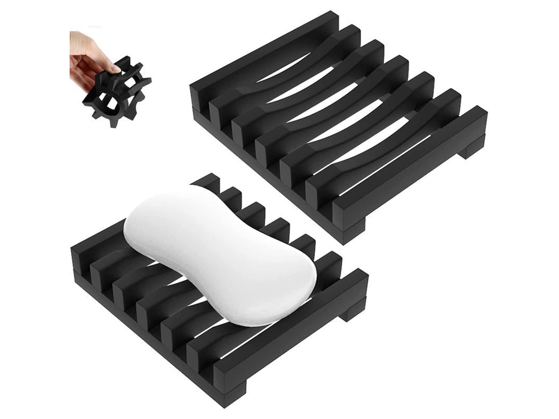 2026-2 Pack De Pratos De Jabón De Silicona, Diseño Compacto Con Escurrido, Para Baño Y Cocina