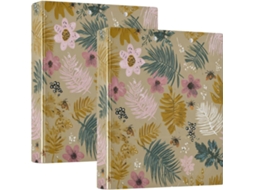 Pasta Escolar Jungle Willow Leaves De 1, 5-polegadas Com Três Argolas E Bolsos, Pacote Com 1 2-unidades De Pastas